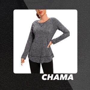 EUC Chama Heather Black Long Sleeve Tee